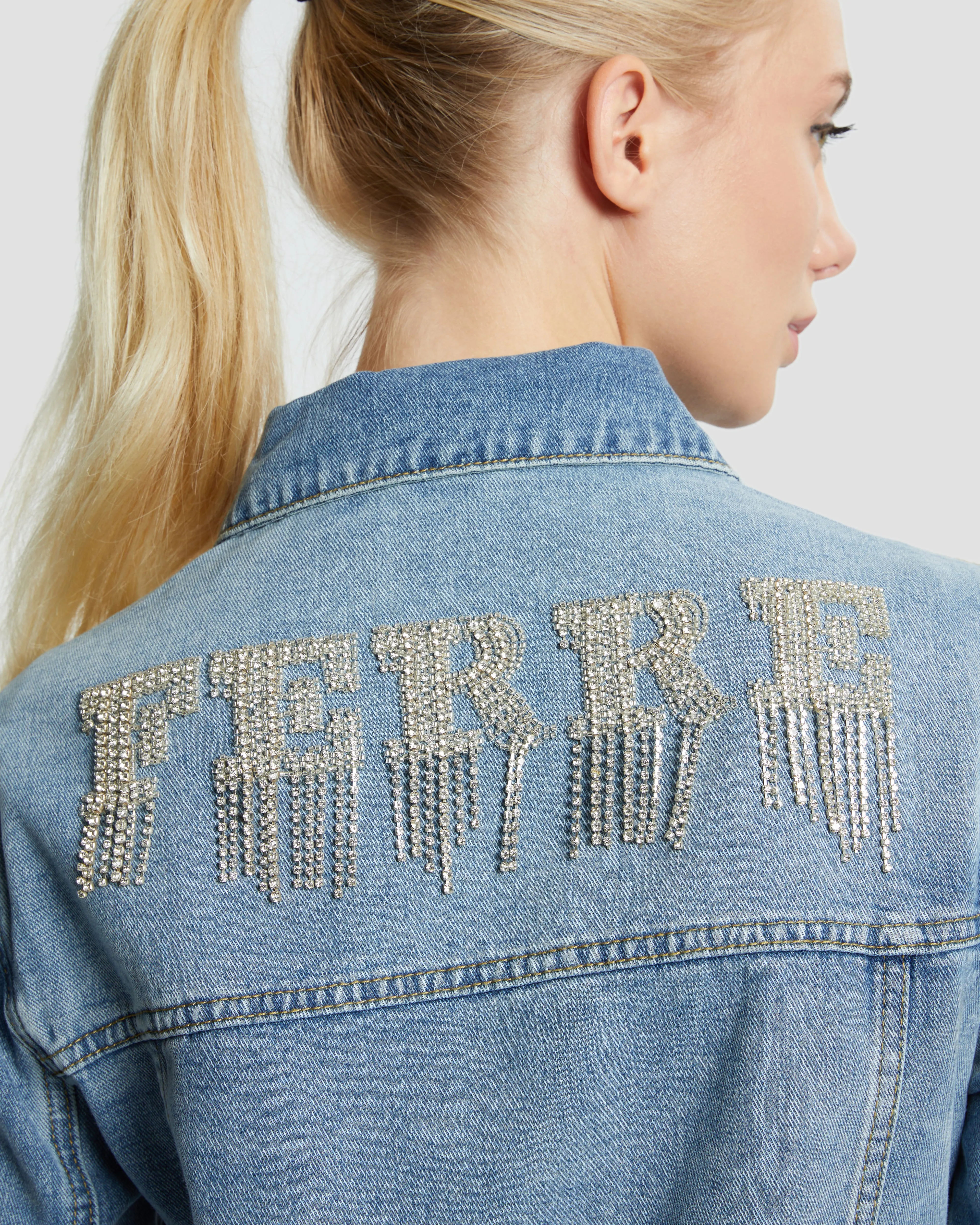 Rhinestones Embellished Denim Jacket