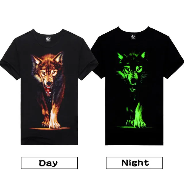 Rocksir 3d wolf t shirt mens brand Men's 3D Wolf Print t shirt Summer Short Sleeve Shirts Tops plus size Cotton Tees tops