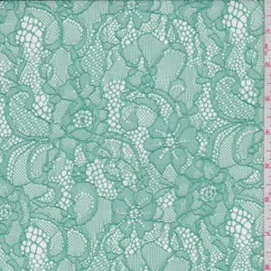 Sea Green Floral Lace Fabric