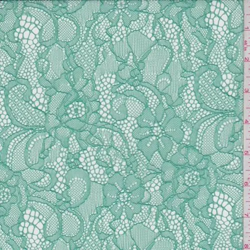 Sea Green Floral Lace Fabric