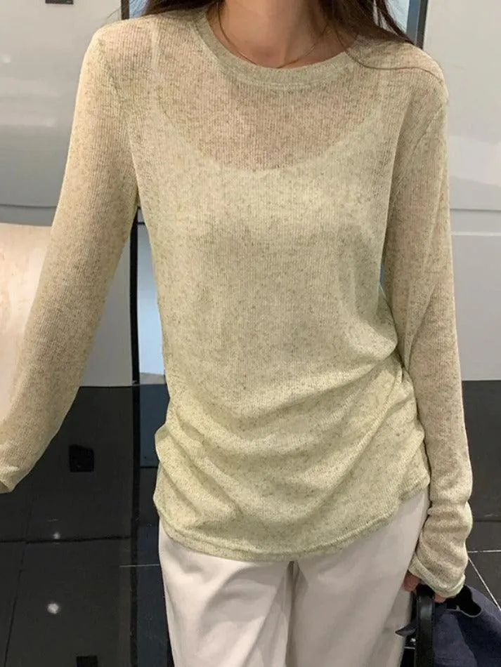 Solid Color Thin Long Sleeve Knit