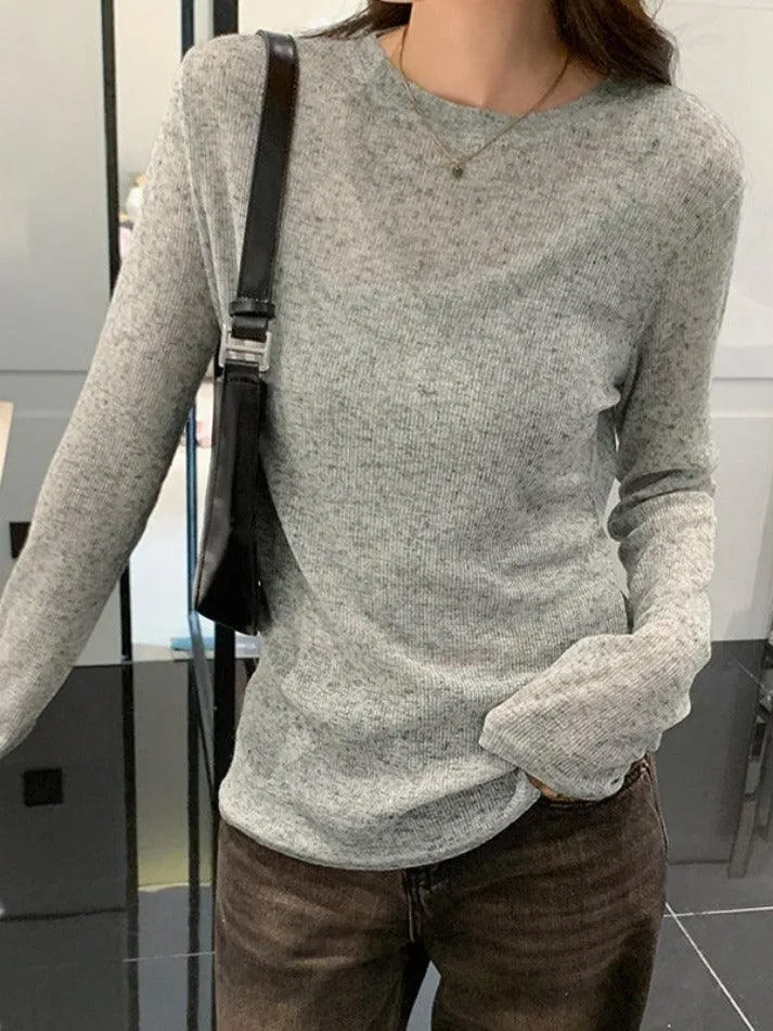 Solid Color Thin Long Sleeve Knit