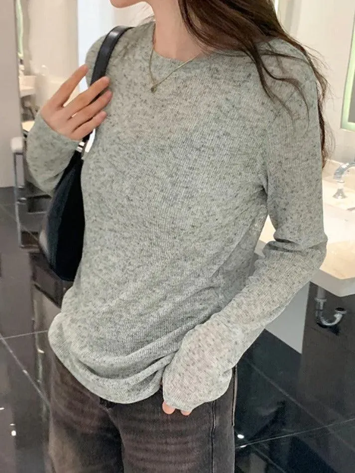 Solid Color Thin Long Sleeve Knit