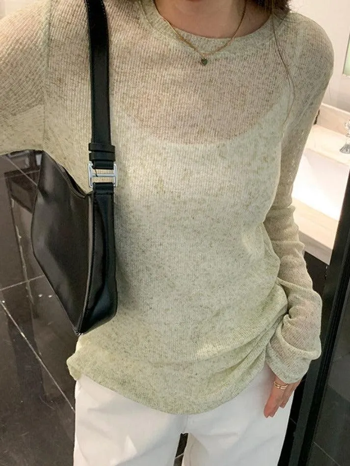 Solid Color Thin Long Sleeve Knit