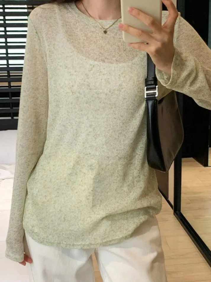 Solid Color Thin Long Sleeve Knit