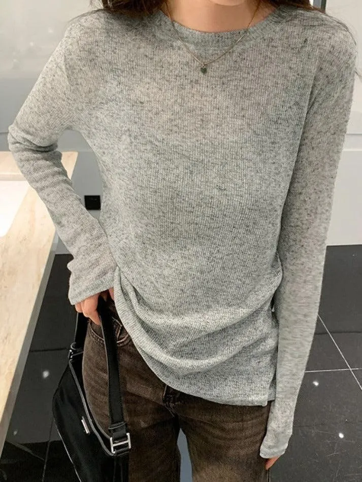 Solid Color Thin Long Sleeve Knit