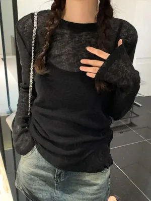 Solid Color Thin Long Sleeve Knit