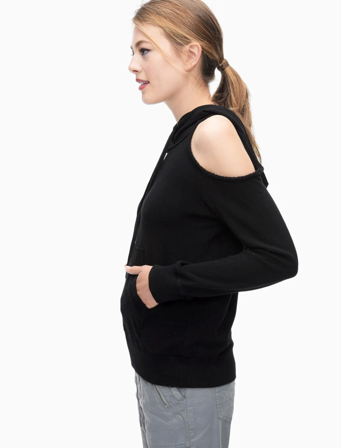 Splendid - Soft Cotton Cold Shoulder Sweatshirt Black