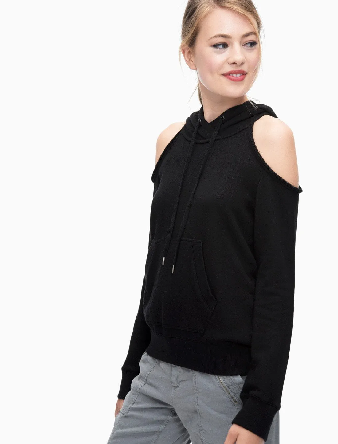 Splendid - Soft Cotton Cold Shoulder Sweatshirt Black