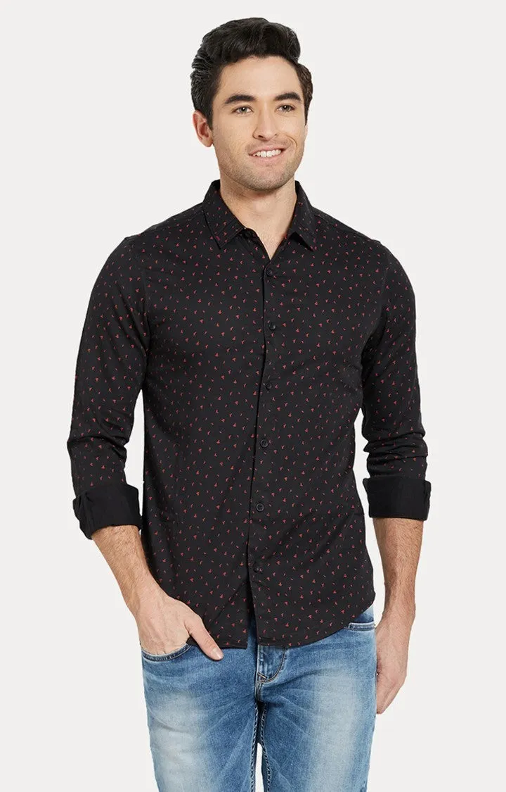 Spykar Men Black Cotton Slim Fit Casual Shirts