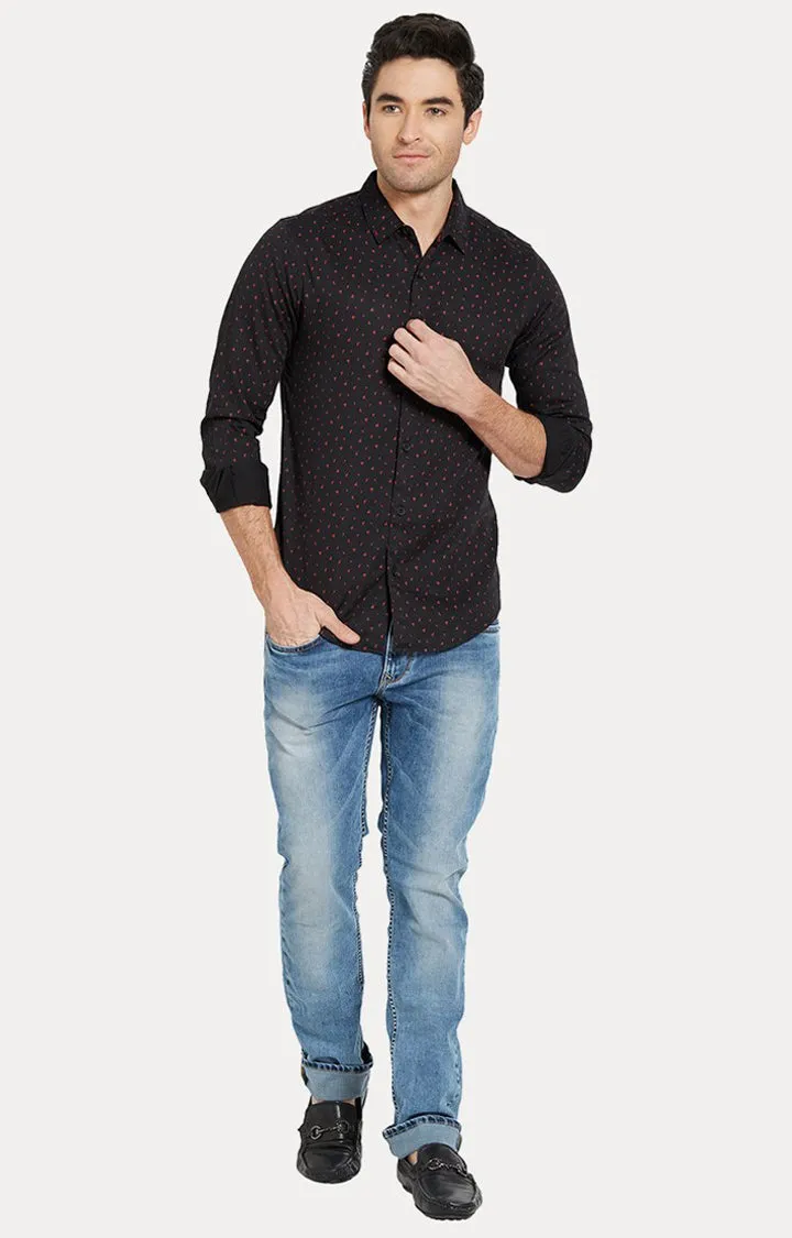 Spykar Men Black Cotton Slim Fit Casual Shirts