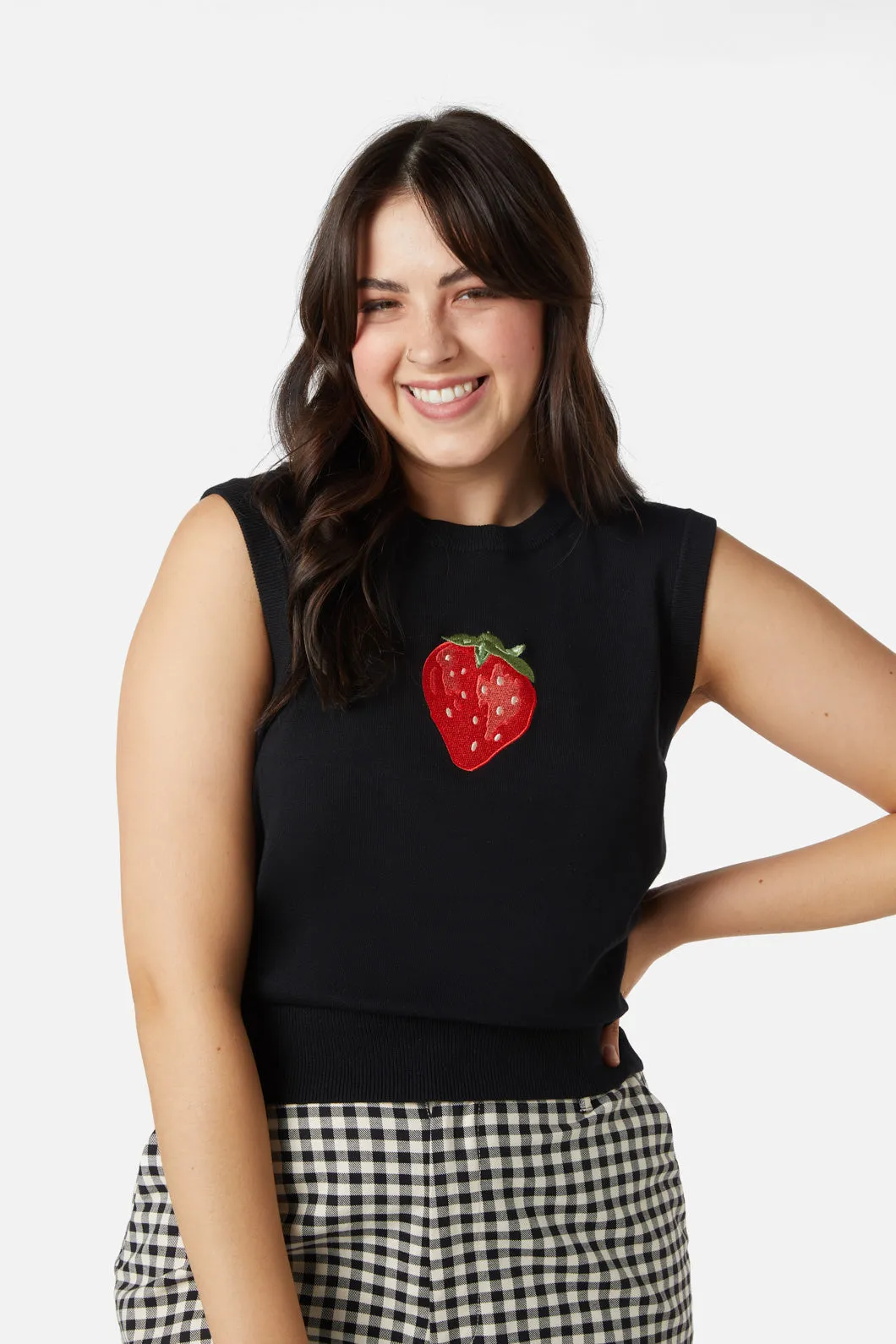 Strawberry Embroidered Vest