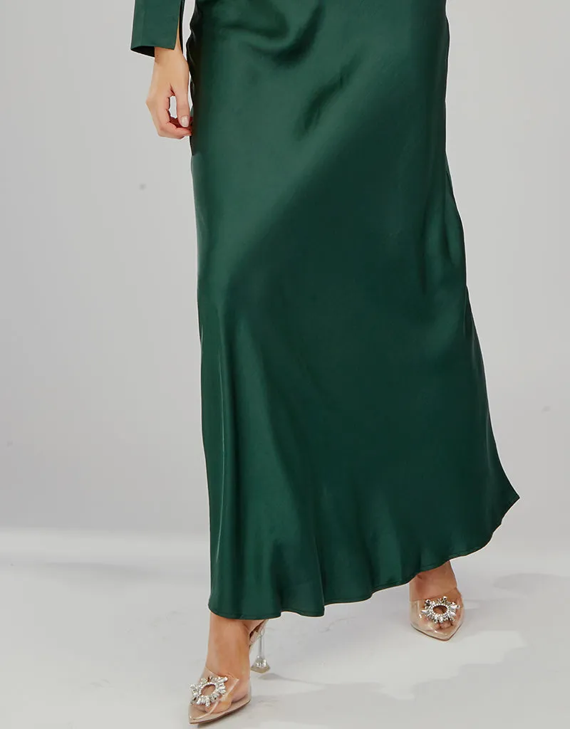 The Crescent Modish Satin Skirt - Dark Shades