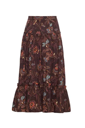 Tisbury Maxi Skirt in Brown Vint Blossom