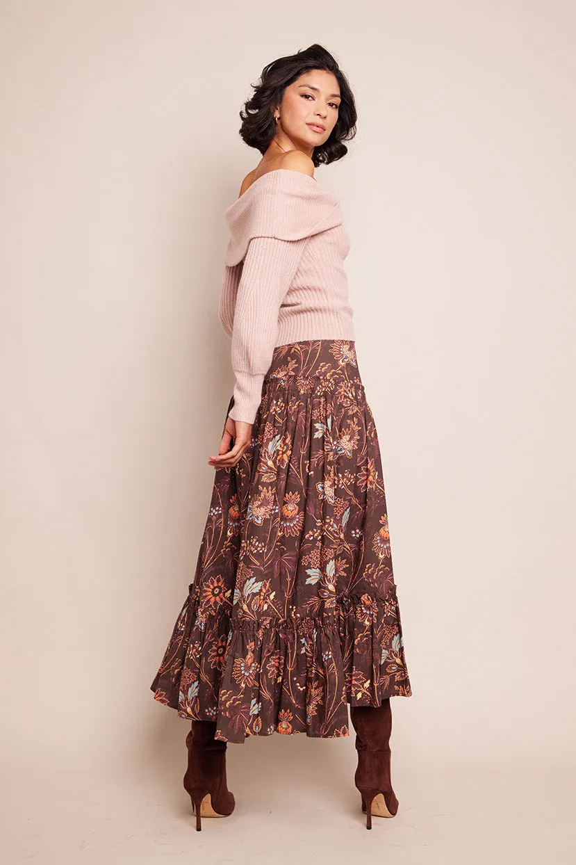 Tisbury Maxi Skirt in Brown Vint Blossom