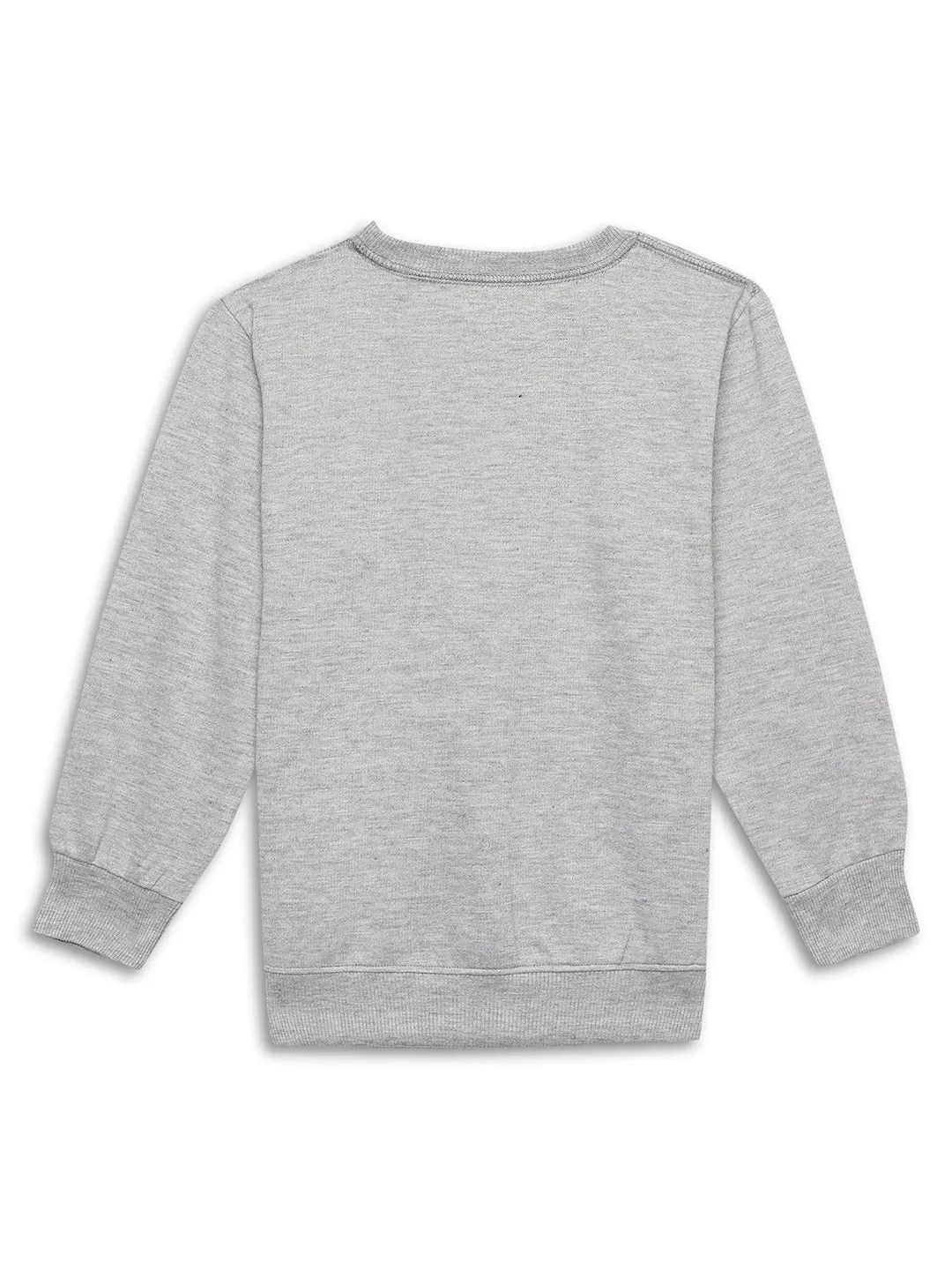 Vimal Jonney Grey Melange Printed Round Neck Cotton Fleece Sweatshirt for Kids