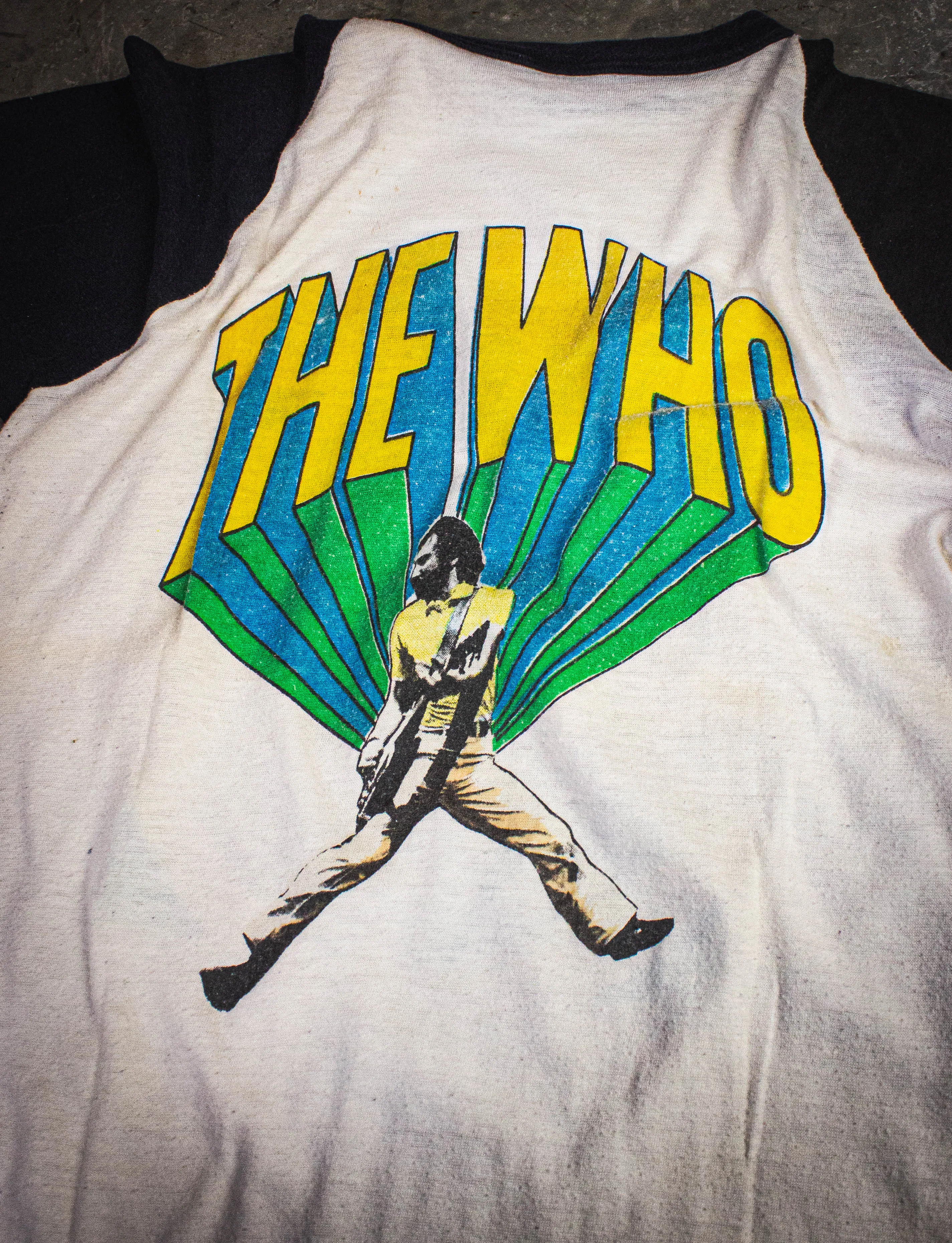 Vintage The Who Parking Lot Raglan Concert T Shirt 70s White/Black Small